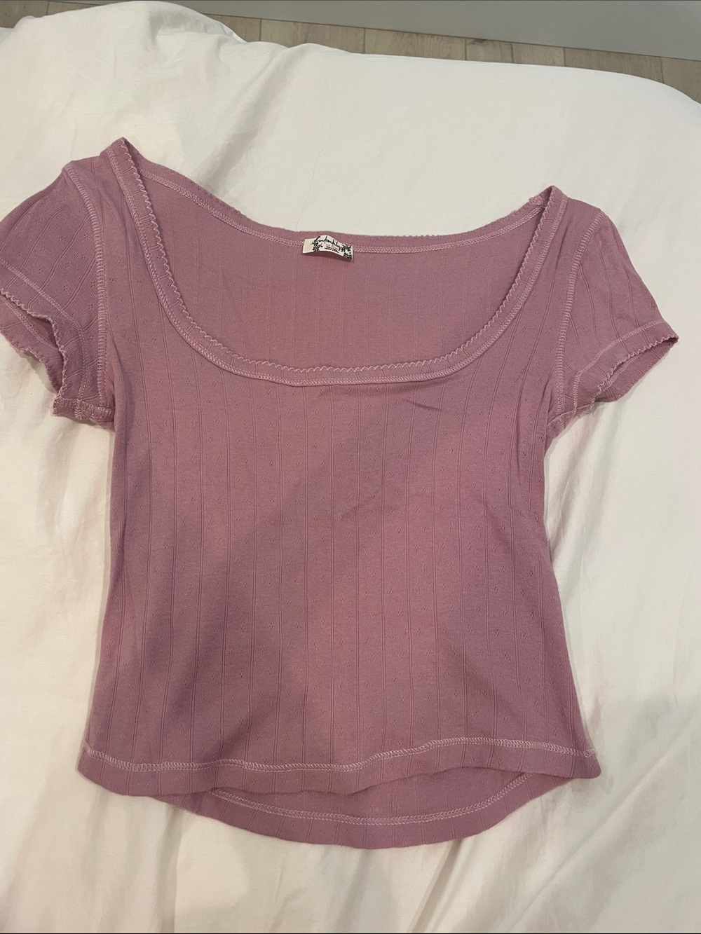 Free People Women’s Scoop Neck Ribbed Top - Mauve Pink